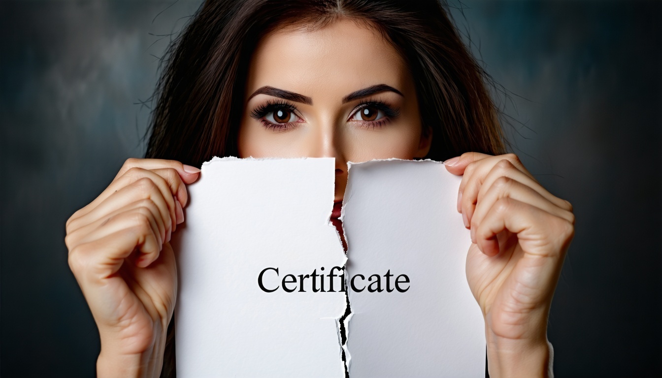 Mâinile femeii, delicate, dar hotărâte, apucă marginile unei bucăți de hârtie clară, cu aspect oficial, pe care scrie 